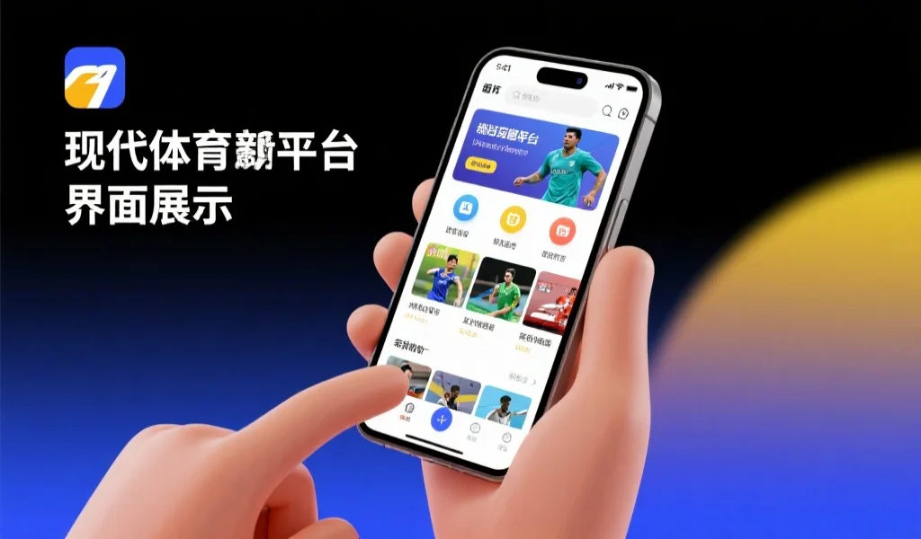 现代化体育娱乐平台的界面展示,用户正在通过移动设备浏览,界面简洁明快,充满活力